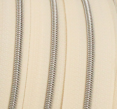 Preview: Endlosreißverschluss metallisiert schmal naturweiß/silber (1m)